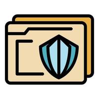 Secured folder control icon color outline vector