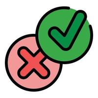 Approved rejected control icon color outline vector