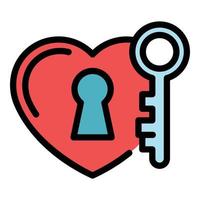 Heart key credibility icon color outline vector