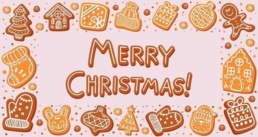 Christmas gingerbread composition vector