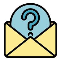 Question envelope icon color outline vector