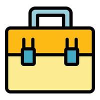 New briefcase icon color outline vector