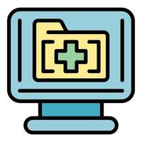 Online system drugs icon color outline vector