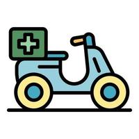 vector de contorno de color de icono de bicicleta de entrega de medicamentos