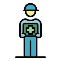 Medical man icon color outline vector