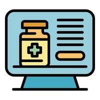 Monitor drugs icon color outline vector