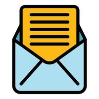 Open email icon color outline vector