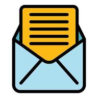 Open email icon color outline vector