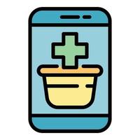 Pharmacy store phone icon color outline vector