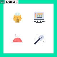 Group of 4 Modern Flat Icons Set for mind pallater man design construction Editable Vector Design Elements