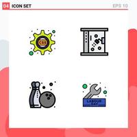 4 Thematic Vector Filledline Flat Colors and Editable Symbols of cascading hobbies css gear cleaning day Editable Vector Design Elements