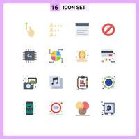 Set of 16 Commercial Flat Colors pack for computers ramadan network no water fasting Editable Pack of Creative Vector Design Elements