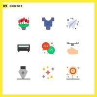 User Interface Pack of 9 Basic Flat Colors of support question business help media Editable Vector Design Elements