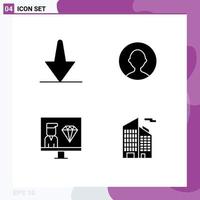 4 Creative Icons Modern Signs and Symbols of arrow programmer avatar coding building Editable Vector Design Elements