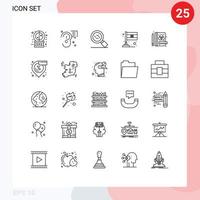 Mobile Interface Line Set of 25 Pictograms of stationery creative message india country Editable Vector Design Elements