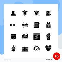 Group of 16 Solid Glyphs Signs and Symbols for signal connection home page online document Editable Vector Design Elements