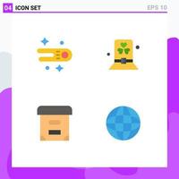 Universal Icon Symbols Group of 4 Modern Flat Icons of astronomy box costume hat globe Editable Vector Design Elements