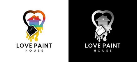 Design a wall paint brush logo or house paint with the concept of creative love vector