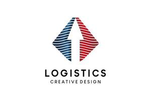 Logistics logo design with arrows in simple rhombus vector