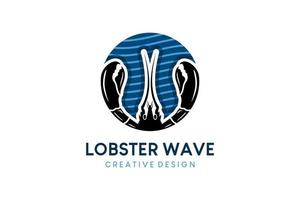 diseño de logotipo de langosta con concepto de onda creativa, restaurante de langosta o logotipo de restaurante de mariscos ilustración vectorial vector
