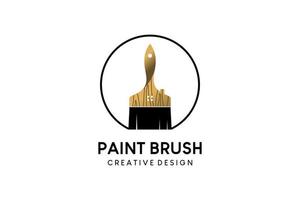 Paint brush icon logo design with creative wood motif concept vector