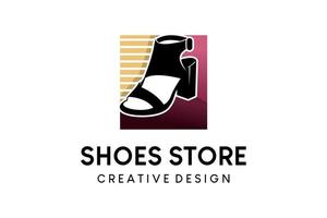 sandalias de punta o diseño de logotipo de tienda de zapatos, ilustración de vector de logotipo de moda de calzado de estilo de vida