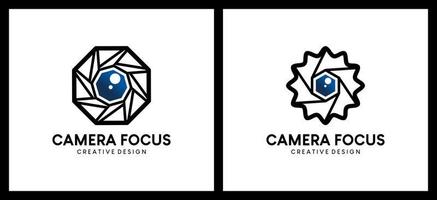 Camera lens logo design with creative modern line concept vector