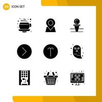 9 Icon Set. Solid Style Icon Pack. Glyph Symbols isolated on White Backgound for Responsive Website Designing. vector