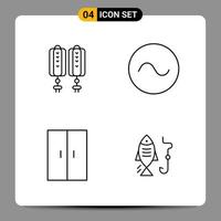 4 Black Icon Pack Outline Symbols Signs for Responsive designs on white background. 4 Icons Set. vector