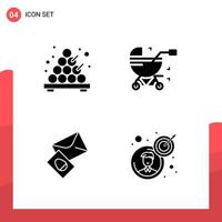 Pack of 4 Universal Glyph Icons for Print Media on White Background. vector