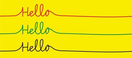 Yellow background vector design with hello lettering