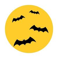 Bat silhouette vector design in the middle of the moon