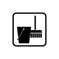 Broom and bucket icon vector design