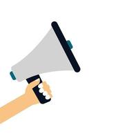 Announcement vector design, person holding megaphone