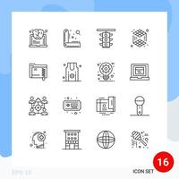 16 Universal Outlines Set for Web and Mobile Applications server data sign layer cube Editable Vector Design Elements