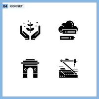 Mobile Interface Solid Glyph Set of 4 Pictograms of agriculture messages give secure global Editable Vector Design Elements