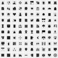 Set of 100 Business Solid Glyph icons vector