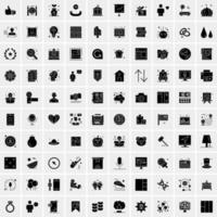 Set of 100 Business Solid Glyph icons vector