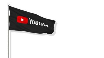 Youtube bandiera agitando nel il vento, 3d rendering, croma chiave, luma Opaco selezione di bandiere video