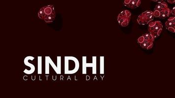 Sindhi Cultural Day 3D Hearts of Ajrak Pattern Falling From Right Side, 3D Rendering video