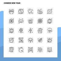 conjunto de iconos de línea de año nuevo chino conjunto de 25 iconos diseño de estilo minimalista vectorial conjunto de iconos negros paquete de pictogramas lineales vector