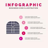 caja dinero irlanda seguridad sólido icono infografía 5 pasos presentación antecedentes vector