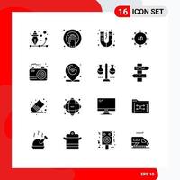 Pack of 16 Modern Solid Glyphs Signs and Symbols for Web Print Media such as image ad spa advertising submission advertising Editable Vector Design Elements