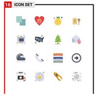 16 Creative Icons Modern Signs and Symbols of presentation education berry plug battery Editable Pack of Creative Vector Design Elements