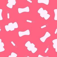 seamless pattern with pads and tampons pink background vector