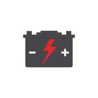 The car battery icon with flash light isolated on white background. Flat vector illustration