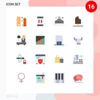 paquete de color plano de 16 símbolos universales de vacaciones de helado cocina fría móvil paquete editable de elementos creativos de diseño de vectores