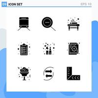 9 Universal Solid Glyphs Set for Web and Mobile Applications chart analysis spa makeup fashion Editable Vector Design Elements