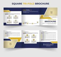 Corporate modern square tri-fold brochure template vector