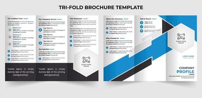 Professional creative business trifold brochure design template in A4 size vector